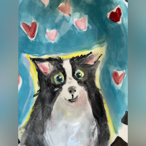 Handmade Ceramic Serving Tray Adorable Dog l11.5” ”x8” Original Design - Picture 4 of 8